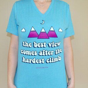Best View Hardest Times Mountain Tee Blue Quote